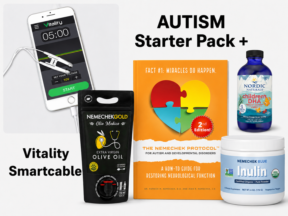 Autism Starter Pack Plus with book, protocol products, and Vitality Smartcable