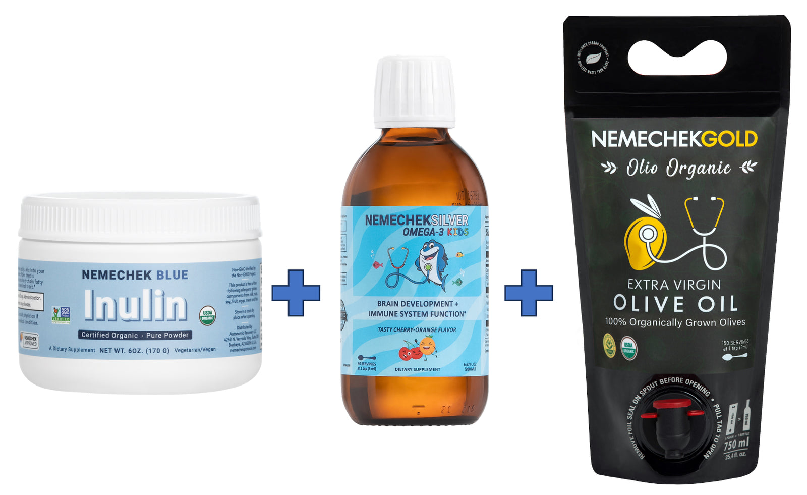 Save $15 Bundle  - Organic Inulin, High DHA Fish Oil, and Organic Olive Oil