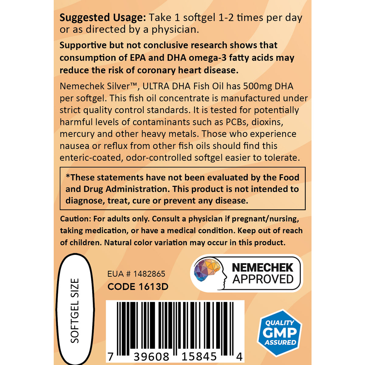 Nemechek Silver ULTRA DHA Fish Oil, Capsules