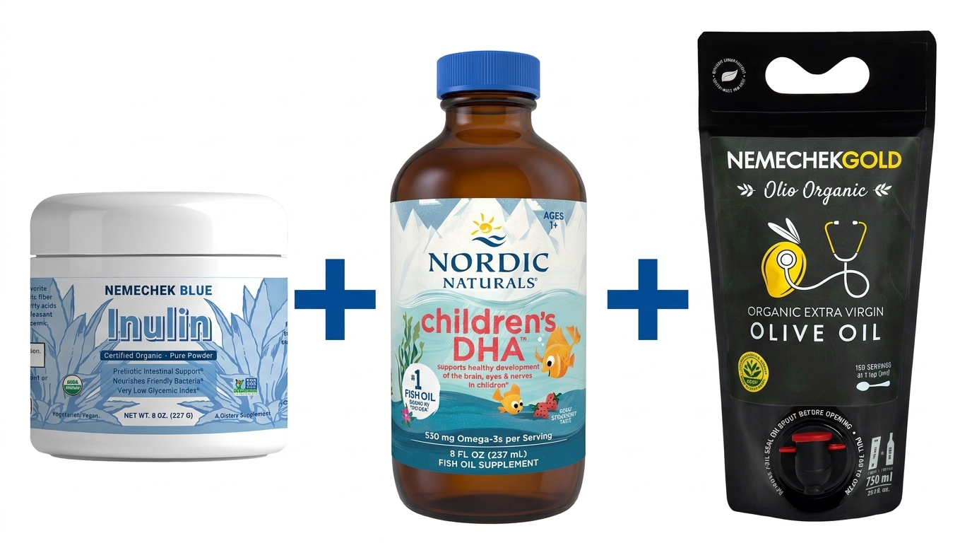 Save $15 Bundle — Organic Inulin, High DHA Fish Oil, and Organic Olive Oil