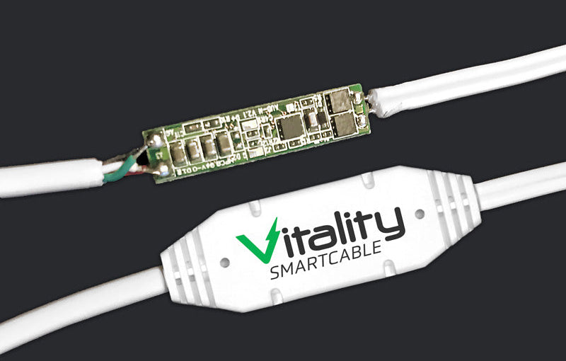 Vitality SmartCable with electronic module on a dark background