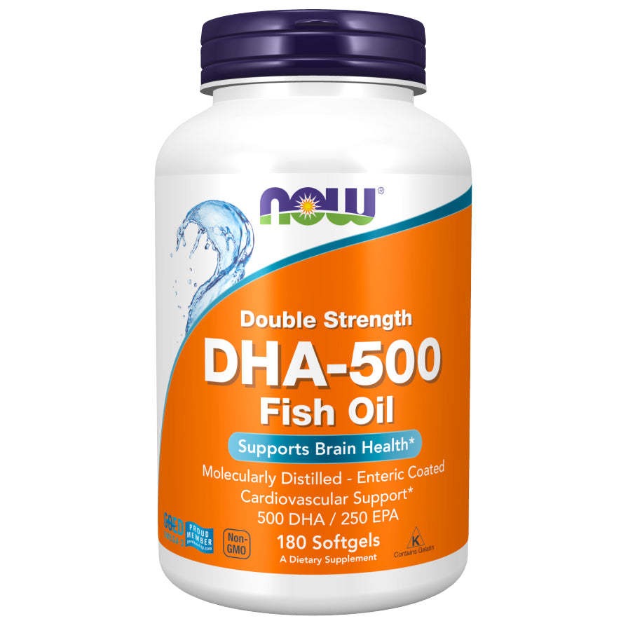Cápsulas de aceite de pescado DHA-500 (NOW Foods)